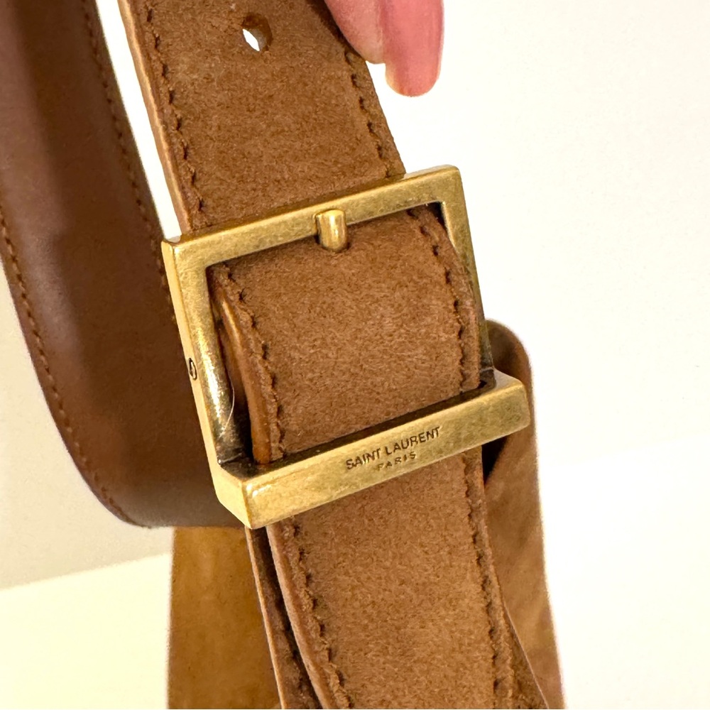 YSL Yves Saint Laurent 5 A 7 Brown Suede Supple Shoulder Hobo Bag - Picture 9 of 14